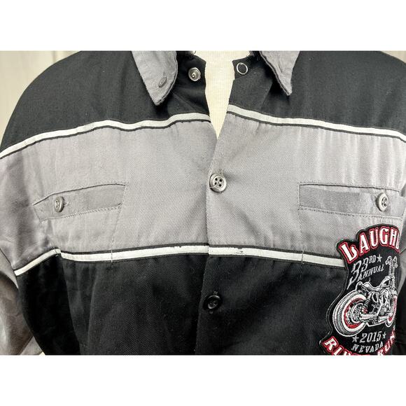 2015 Laughlin River Run Utility Shirt Mens (L) BIKER CLOTHING Embroidered patch - Picture 5 of 7